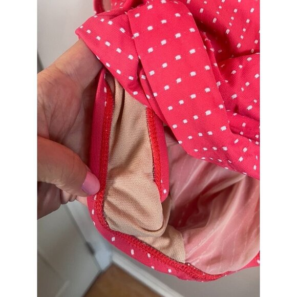 Cacique One Piece Polka Dot Swim 22 Pink Ruffle Beach Euro Summer Feminine Retro - Picture 7 of 13